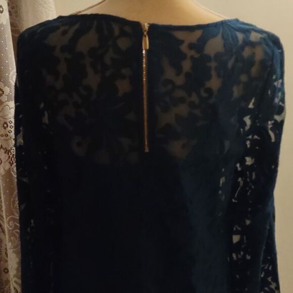 Laundry by Shelli Segal Women's size 10 teal lace overlay 2 piece classic dress - Picture 4 of 10